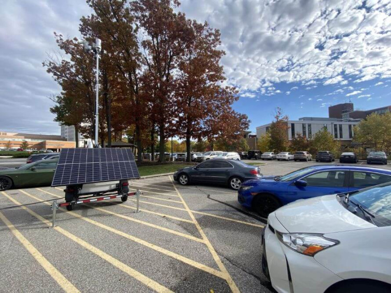 Surveillance Camera in School Parking Lot