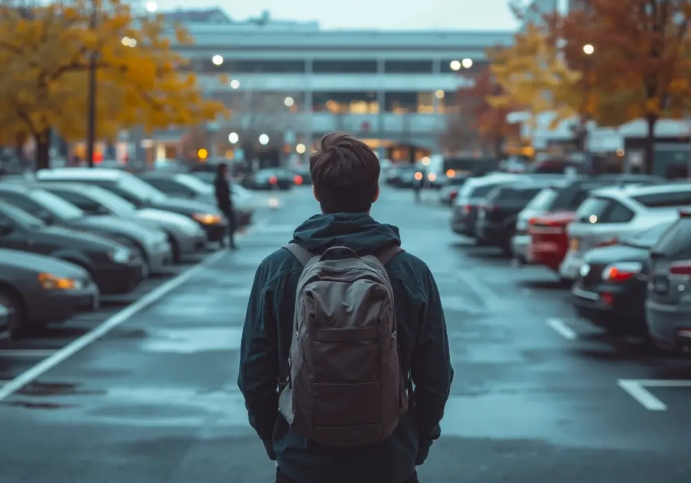 Pedestrian in Parking Lot