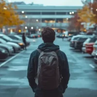Pedestrian in Parking Lot - Thumbnail