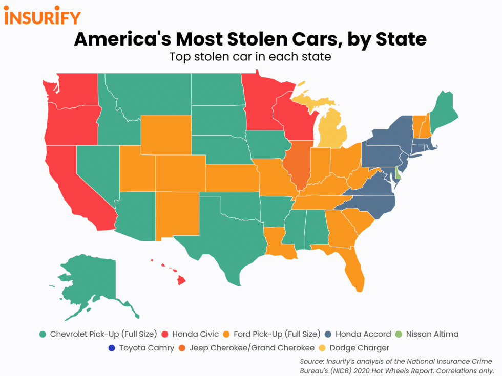 Most Stolen Car Models By State 2021